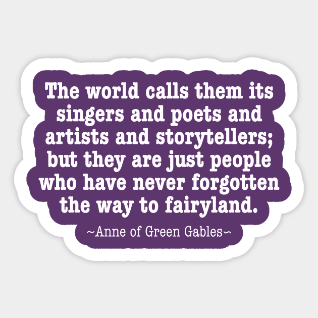 Fairyland - Anne of Green Gables - Version 2 Sticker by RG Standard